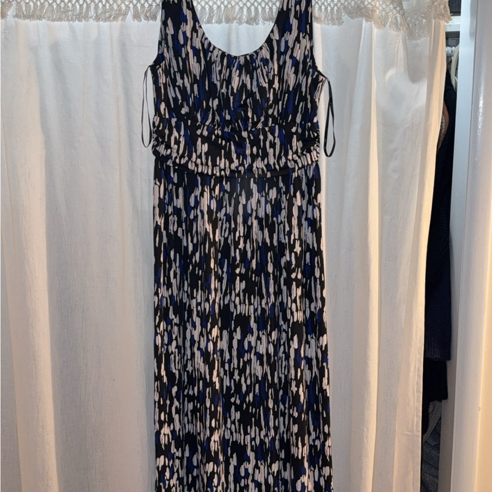 AB Studio Black and Blue Abstract Maxi Dress - Picture 2 of 3